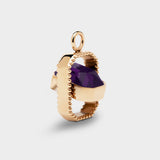 Coluri Talisman charm with a violet stone in gold, side view