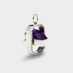 Coluri Talisman charm with a violet stone in silver, side view