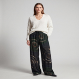 Cofur Pantalon fluide en soie – Noir & vert