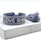 LIVE LOVE SHINE Statement Woven Bracelet — Cornflower Blue