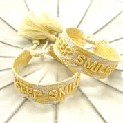 'Keep Smiling' Woven Bracelet — Yellow Sorbet