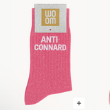"Anti Connard" Message Glitter Socks - Fuchsia