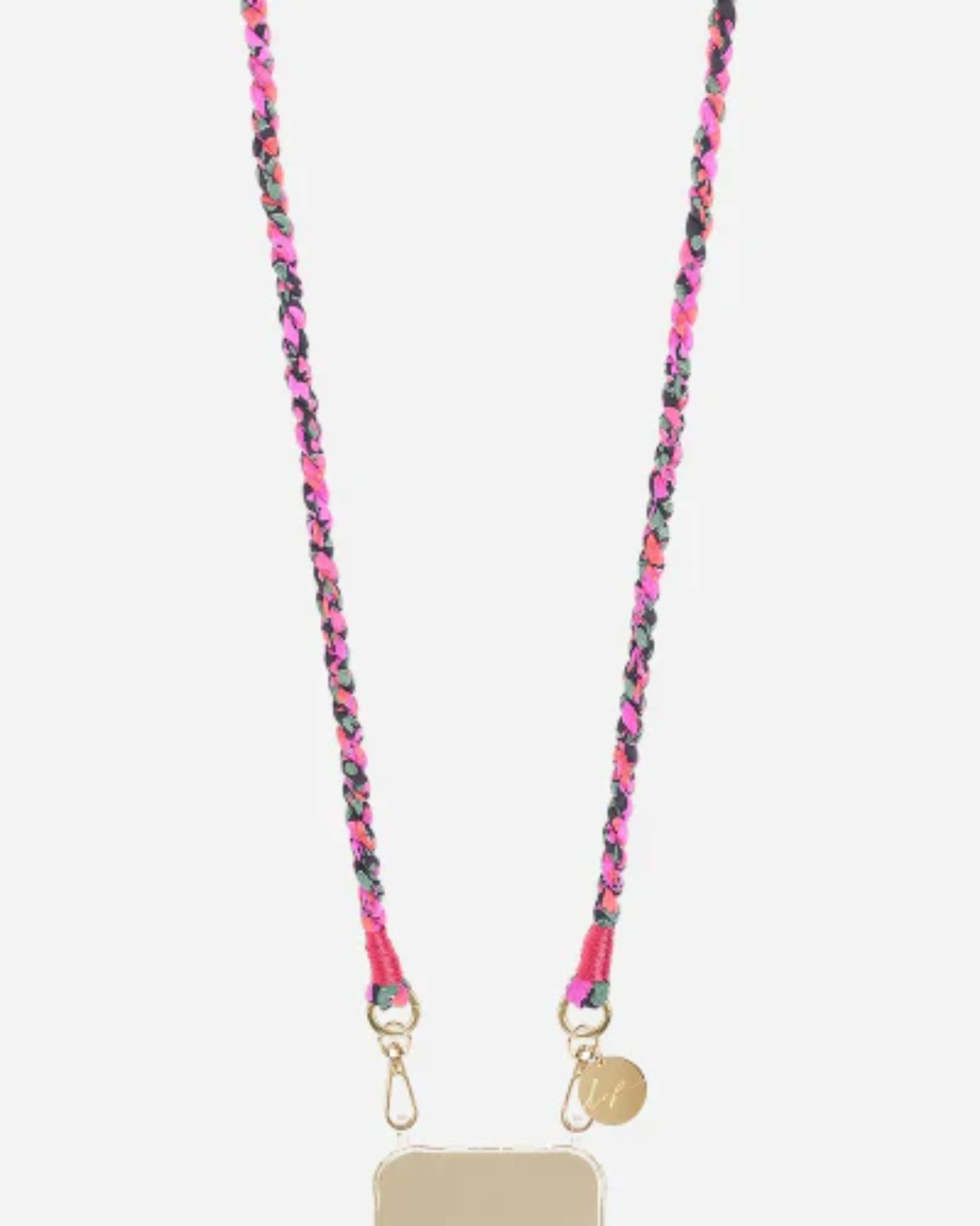 Elia Braided Phone Chain Multicolour Pink stylish braided crossbody smartphone accessory