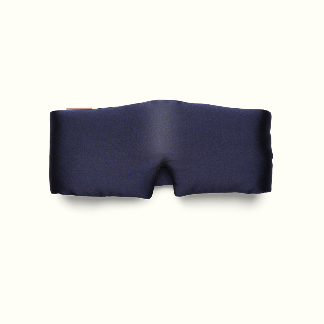 Emily's Pillow pure silk headband sleep mask in midnight blue