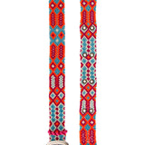 
Close-up of Adriana Happy Golf Belt in turquoise and orange, showing handwoven pattern and brass buckle.