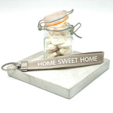Home Sweet Home Woven Keychain - Light Taupe