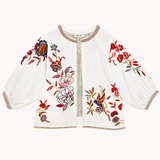 ORI Embroidered Cotton Gathered Jacket – Multicolour