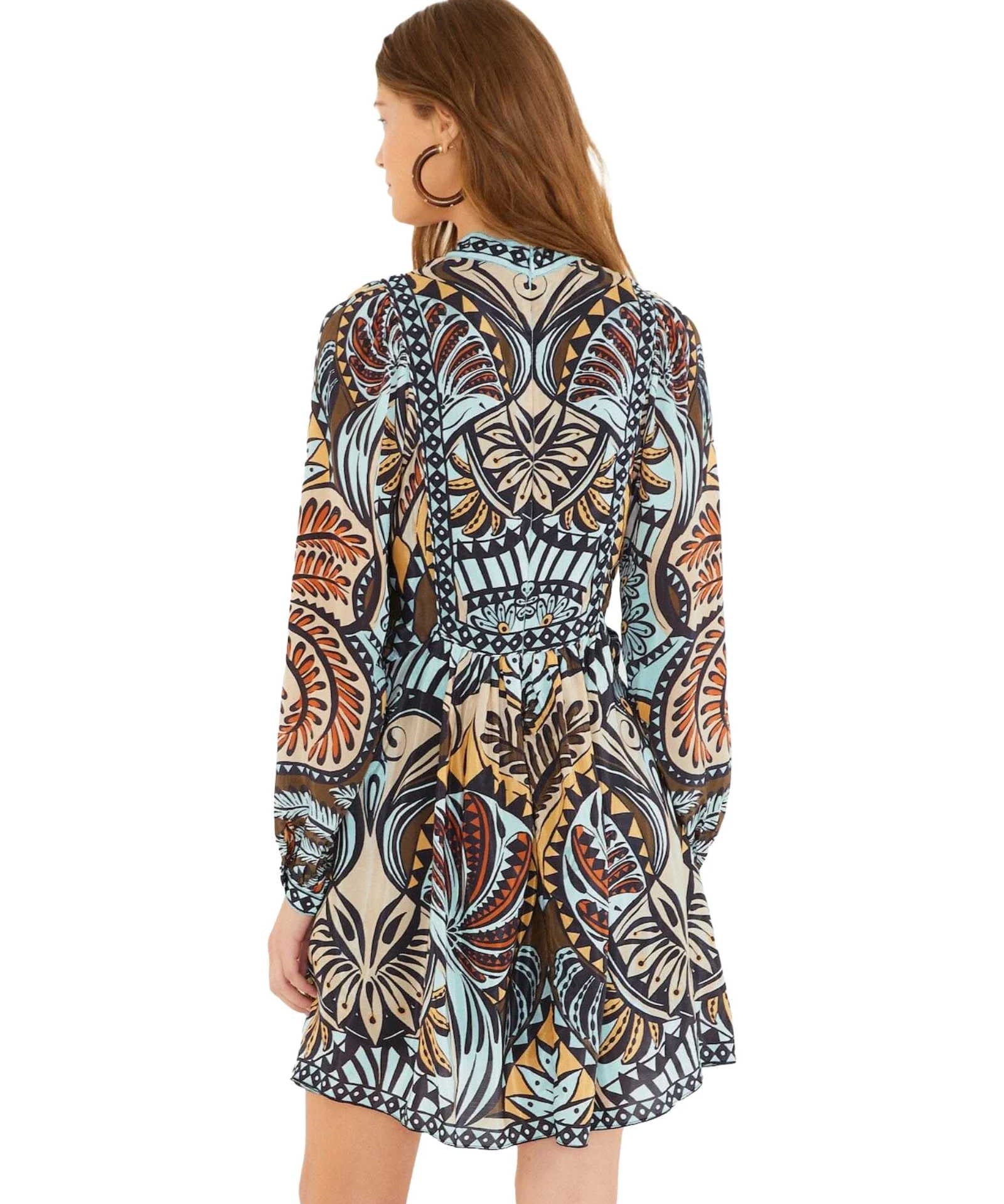 FARM Rio Balamana Multicolor Mini Dress view showcasing colorful artwork and feminine design.