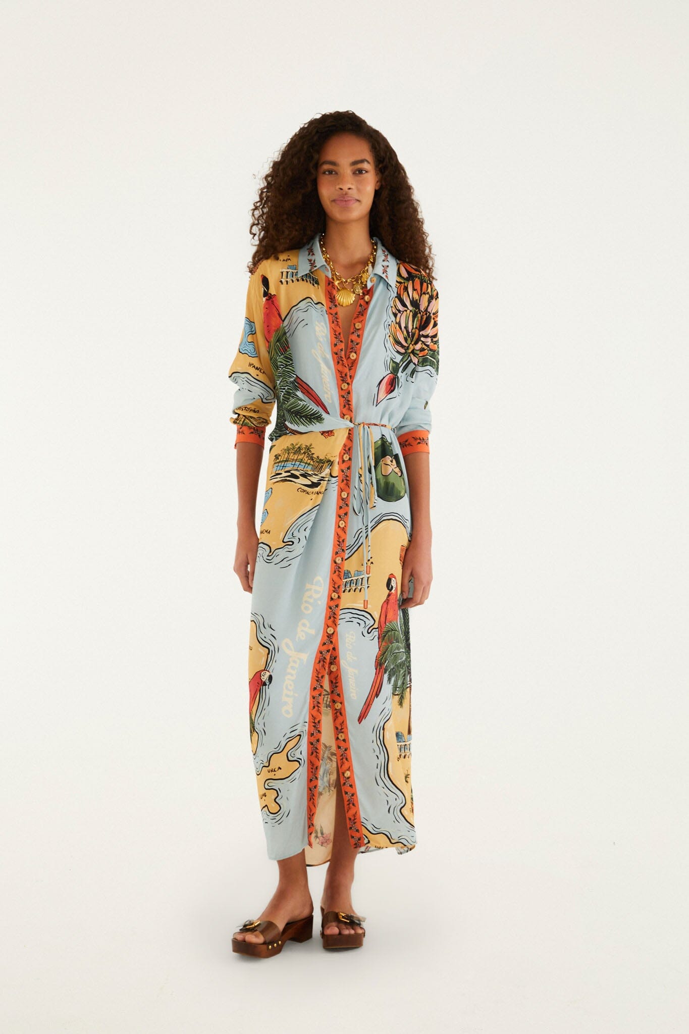 FARM Rio Beaches Path Maxi Shirt Dress – view 1