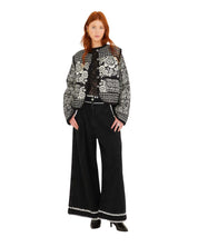 FARM Rio Black Cashews And Birds Seam Padded Jacket highlighting the quilted seams and comfortable fit.