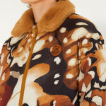 Farm Rio Borbofly reversible puffer jacket with a fawn print – close-up of the reverse print
