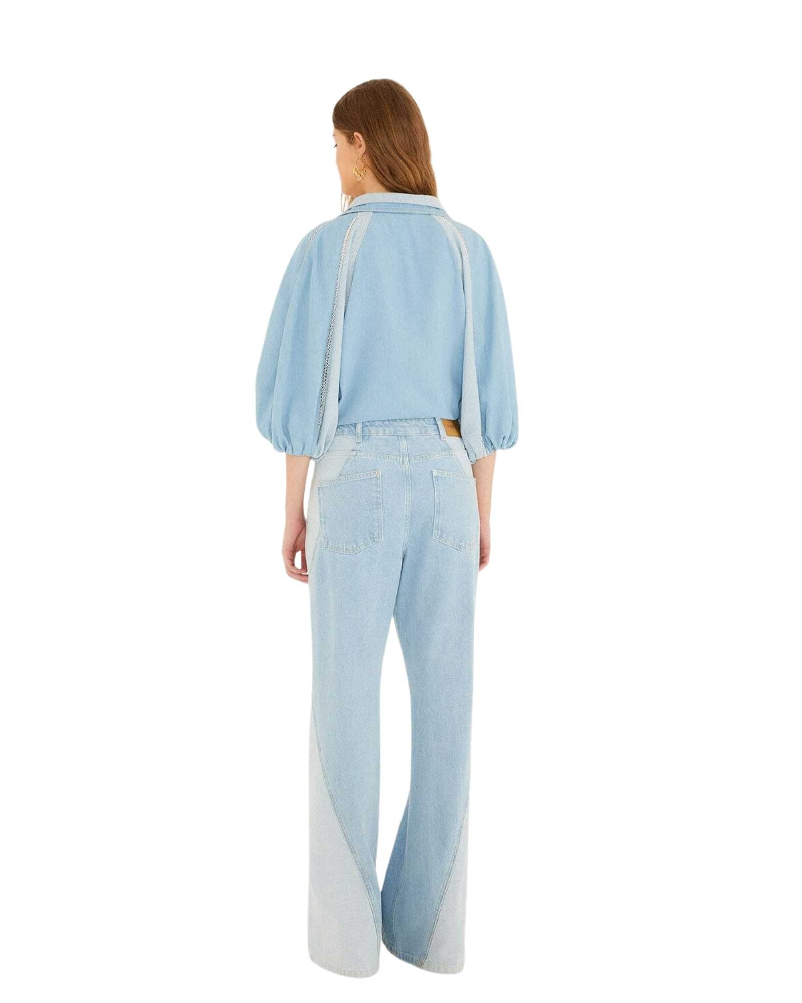 FARM Rio Denim Tree Light Colors Pants view showcasing premium denim fabric and colorful nature-inspired details.