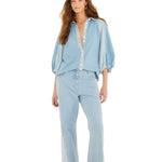 FARM Rio Denim Tree Light Colors Pants view showcasing premium denim fabric and colorful nature-inspired details.
