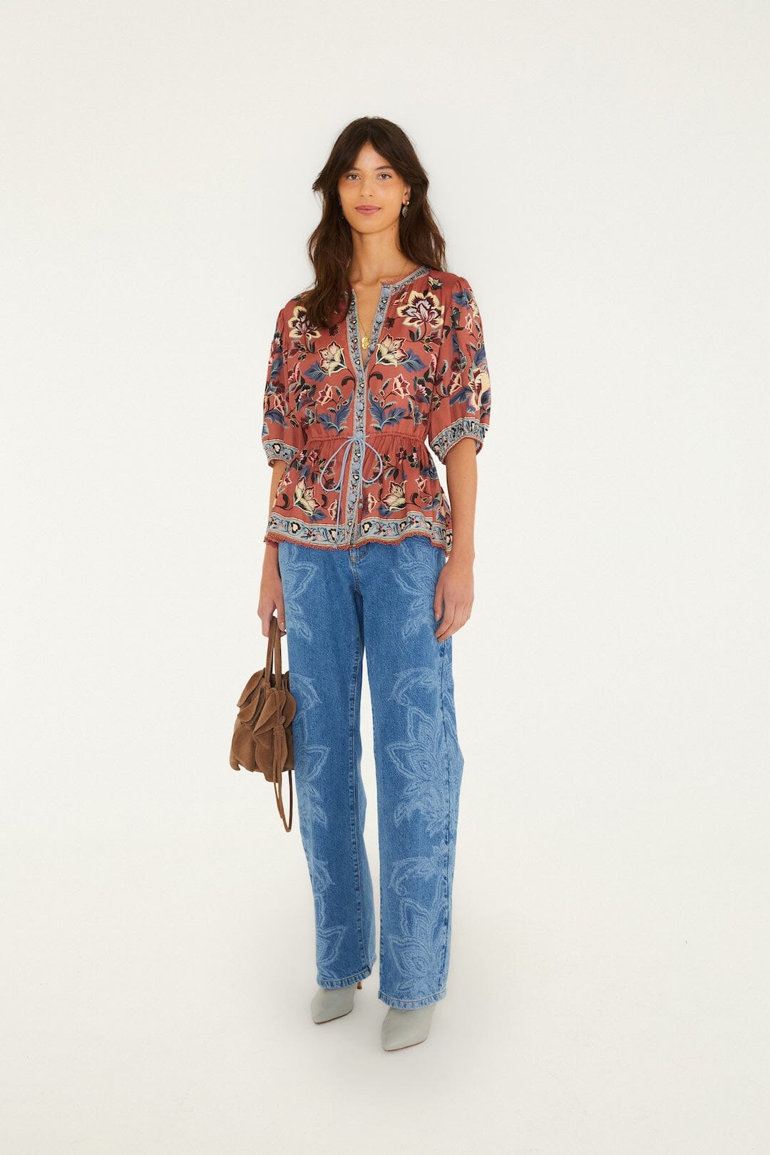FARM Rio Floral Beauty Tapestry Drawstring Blouse – view 4