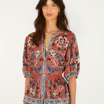 FARM Rio Floral Beauty Tapestry Drawstring Blouse – view 1