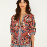 FARM Rio Floral Beauty Tapestry Drawstring Blouse – view 1