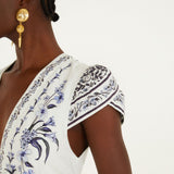 Farm Rio Flowers Arch ruffled mini dress, back view