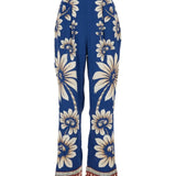 FARM Rio Luna Blue Bloom Wide-Leg Trousers — blue floral print Ecovero™ viscose trousers with elasticted waist