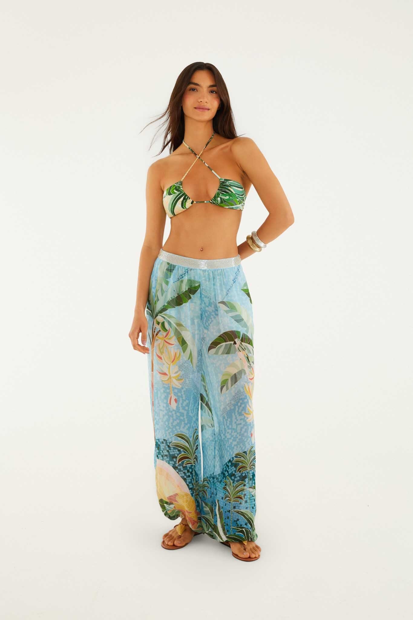 FARM Rio Mosaic Rio Embroidered Balloon Trousers – view 1