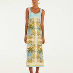 FARM Rio Multicolor Royal Sea Maxi Dress view featuring a vibrant ocean-inspired Royal Sea print and flowing silhouette.