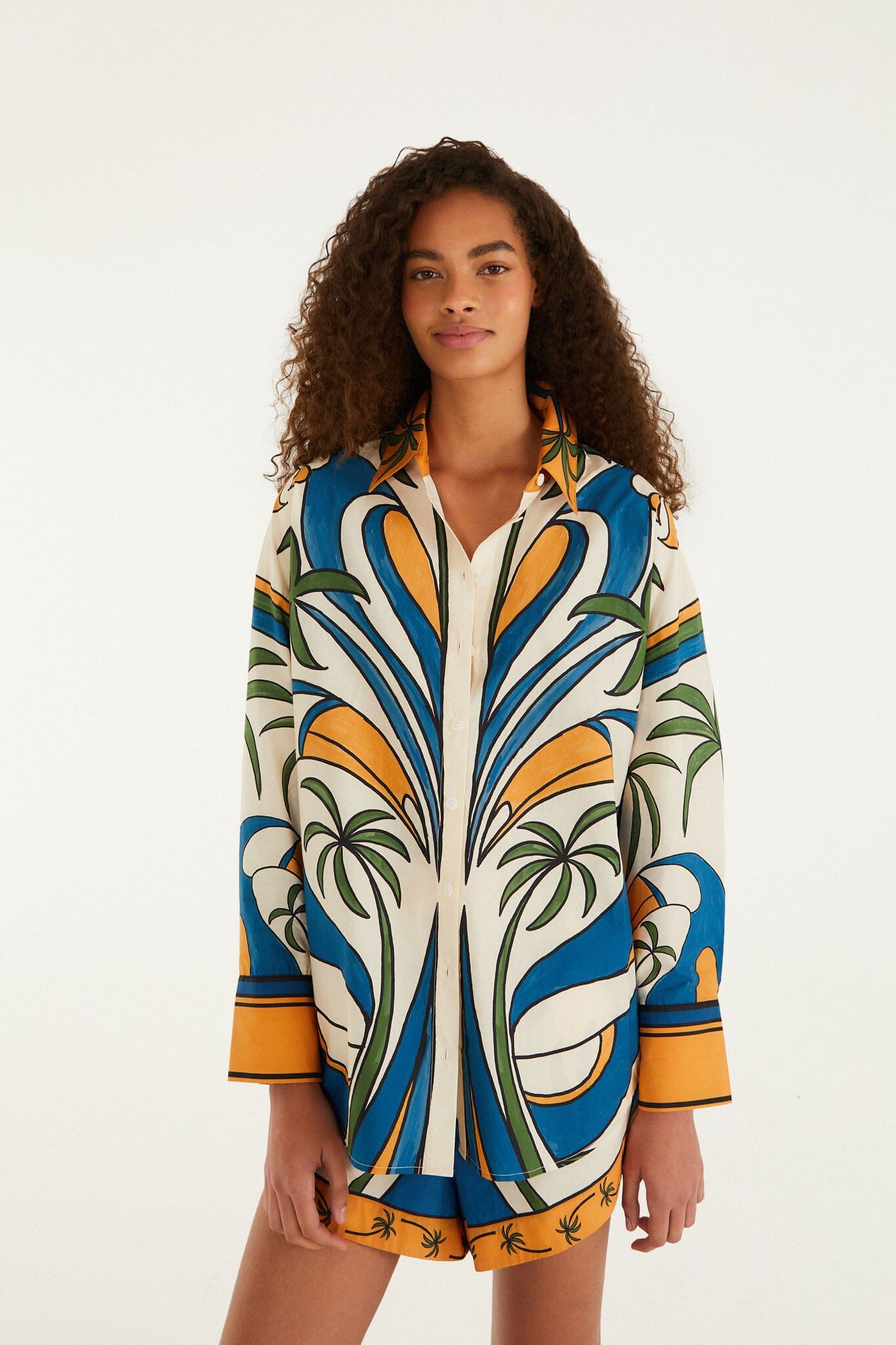 Tropical Graphic Drawstring Pockets Shorts full look