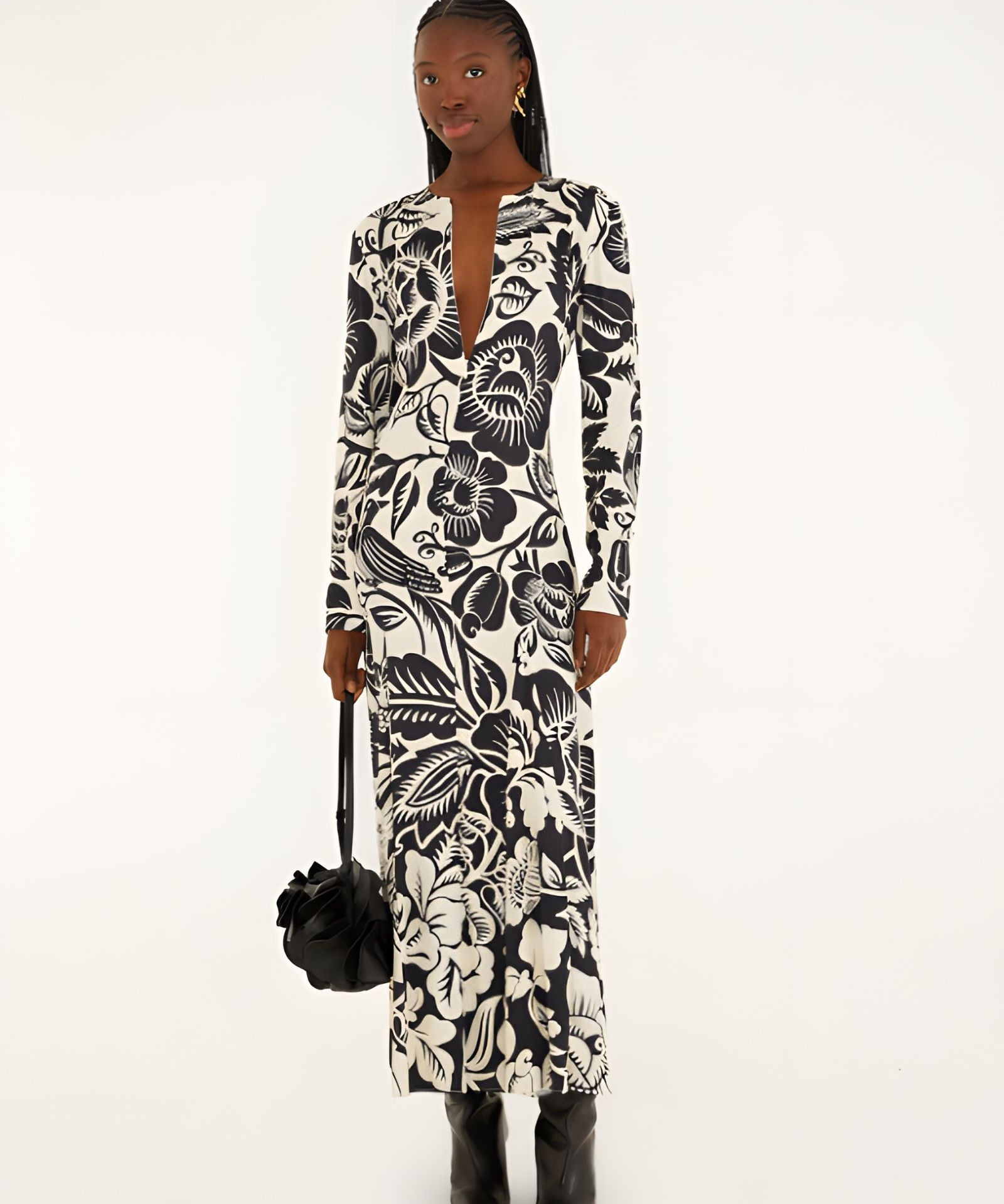 Farm Rio - Off-White Cashews And Birds Viscose Maxi Dress