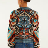 FARM Rio Balamana crochet sleeve sweater – back view