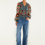 FARM Rio Balamana crochet sleeve sweater – full look