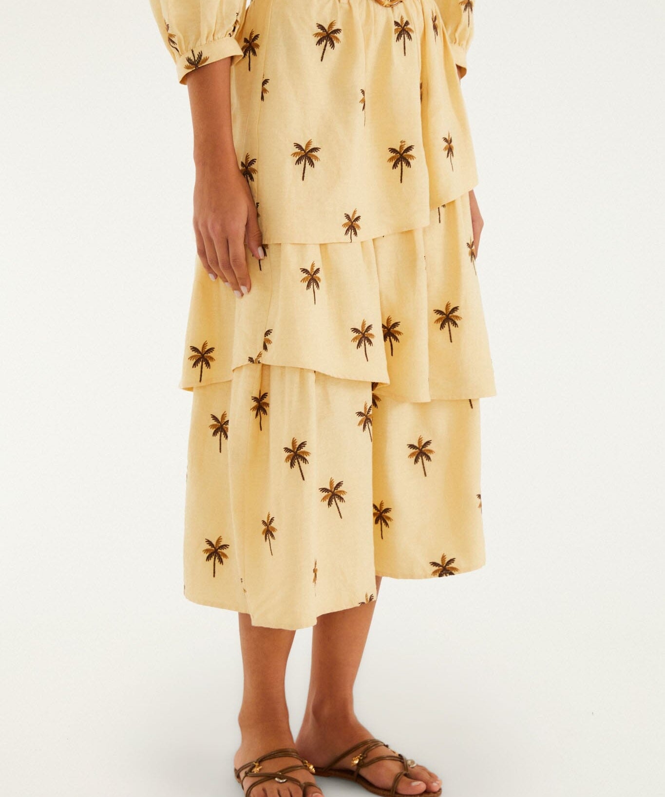 FARM Rio Sand Embroidered Midi Skirt – view 2