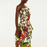 FARM Rio Sand Florart Strapless Maxi Dress view featuring a botanical Florart print and elegant strapless neckline.