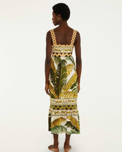 FARM Rio Sand Trancoso Wavy Trim Maxi Dress view featuring elegant wavy trim detailing and a flowing maxi silhouette.