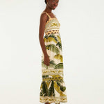FARM Rio Sand Trancoso Wavy Trim Maxi Dress view featuring elegant wavy trim detailing and a flowing maxi silhouette.