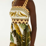 FARM Rio Sand Trancoso Wavy Trim Maxi Dress view featuring elegant wavy trim detailing and a flowing maxi silhouette.