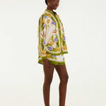 FARM Rio Sand Tropical Scarf Shorts view featuring a tropical scarf print and relaxed tailored silhouette.