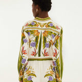 FARM Rio Sand Tropical Scarf Shorts view featuring a tropical scarf print and relaxed tailored silhouette.