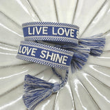 LIVE LOVE SHINE Statement Woven Bracelet — Cornflower Blue