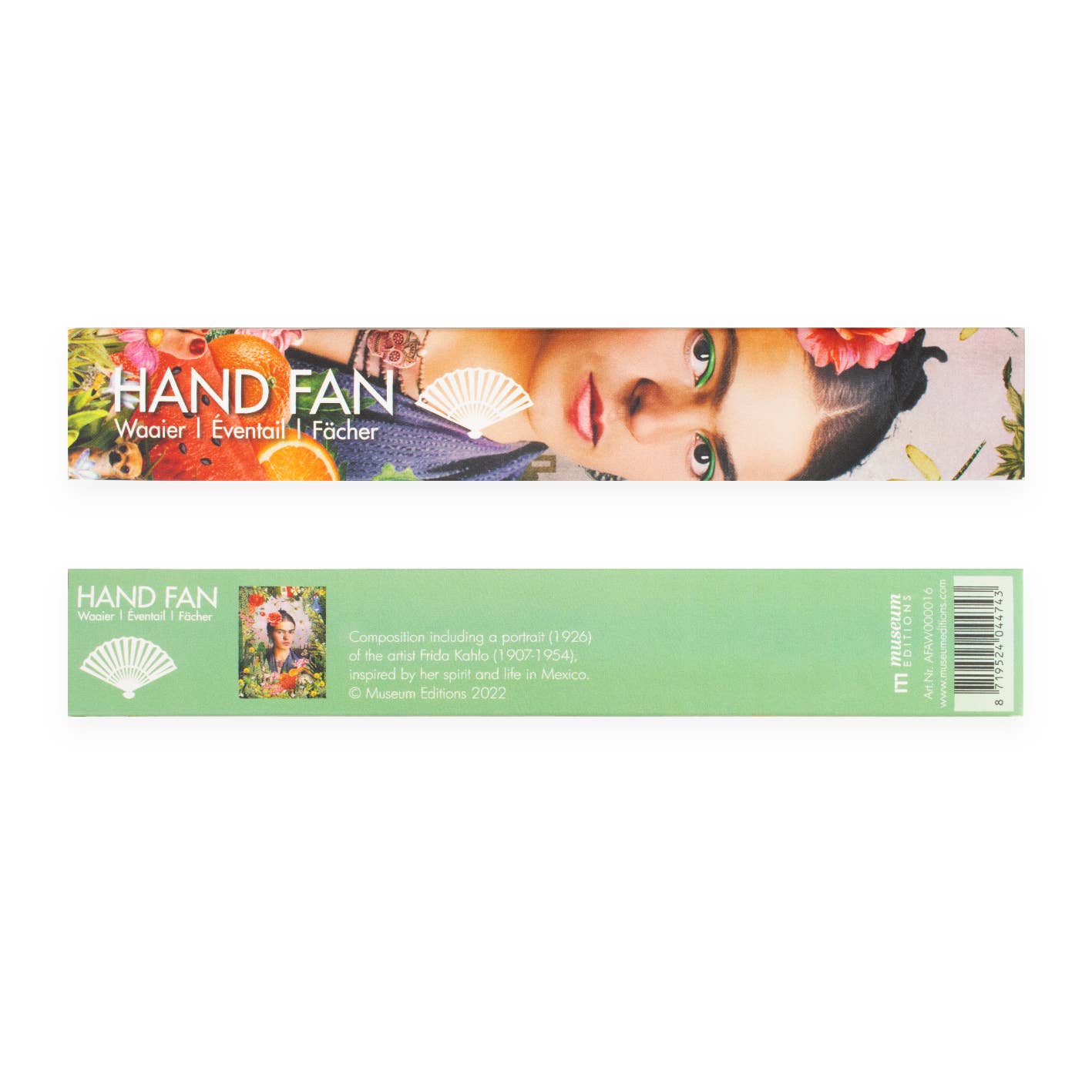 Frida Kahlo Hand Fan — bamboo folding fan with bold printed fabric, view 2