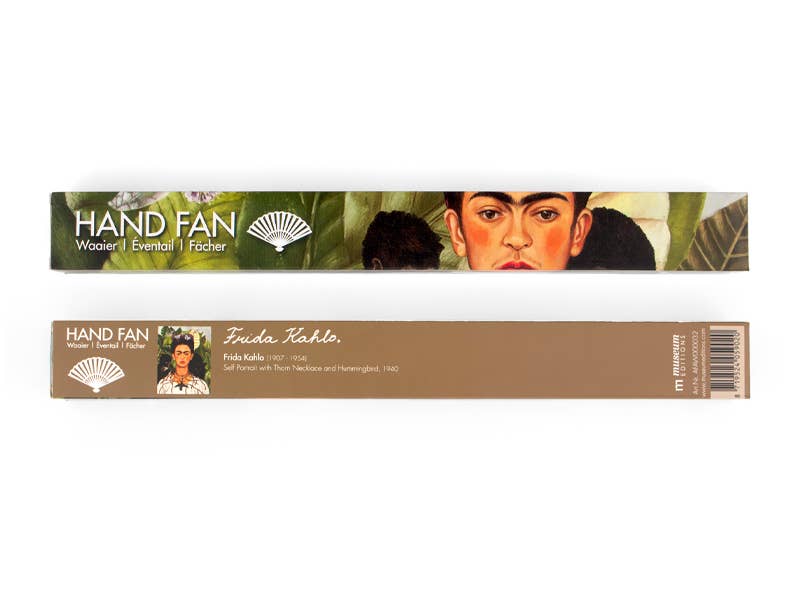 Frida Kahlo Large Hand Fan – Portrait with Hummingbird — 48 cm bamboo folding fan, view 6