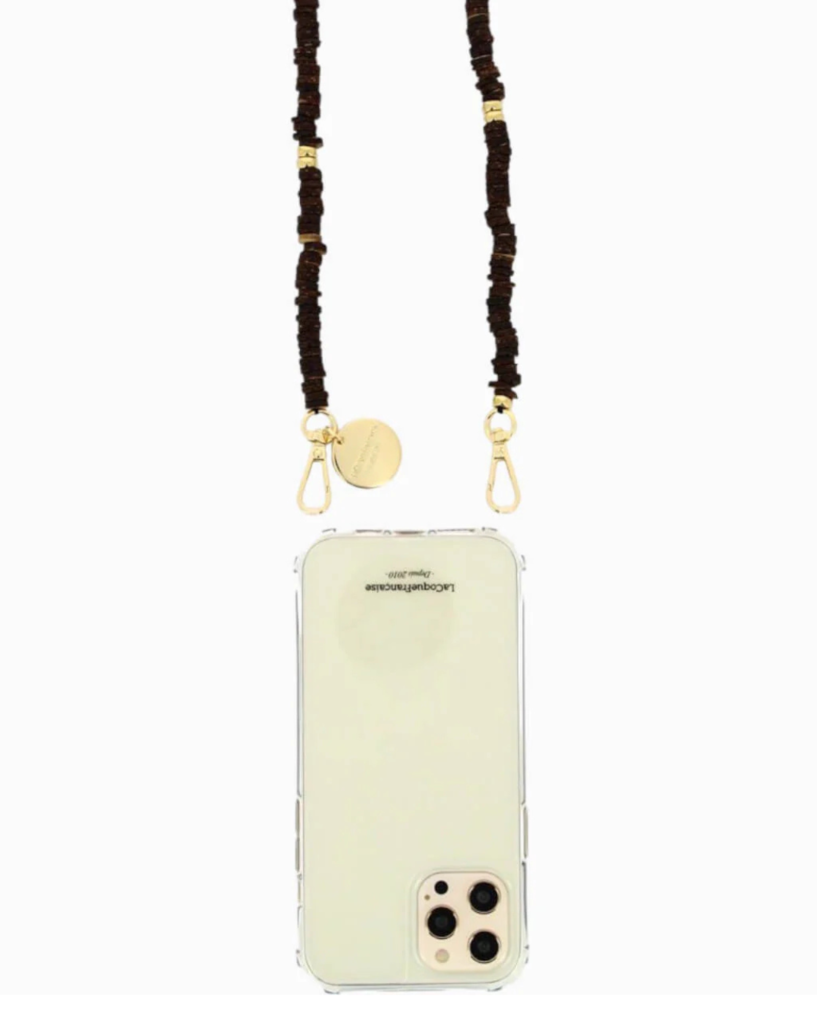 Gaby Wooden Bead Phone Chain Chocolate stylish wooden bead smartphone accessory
