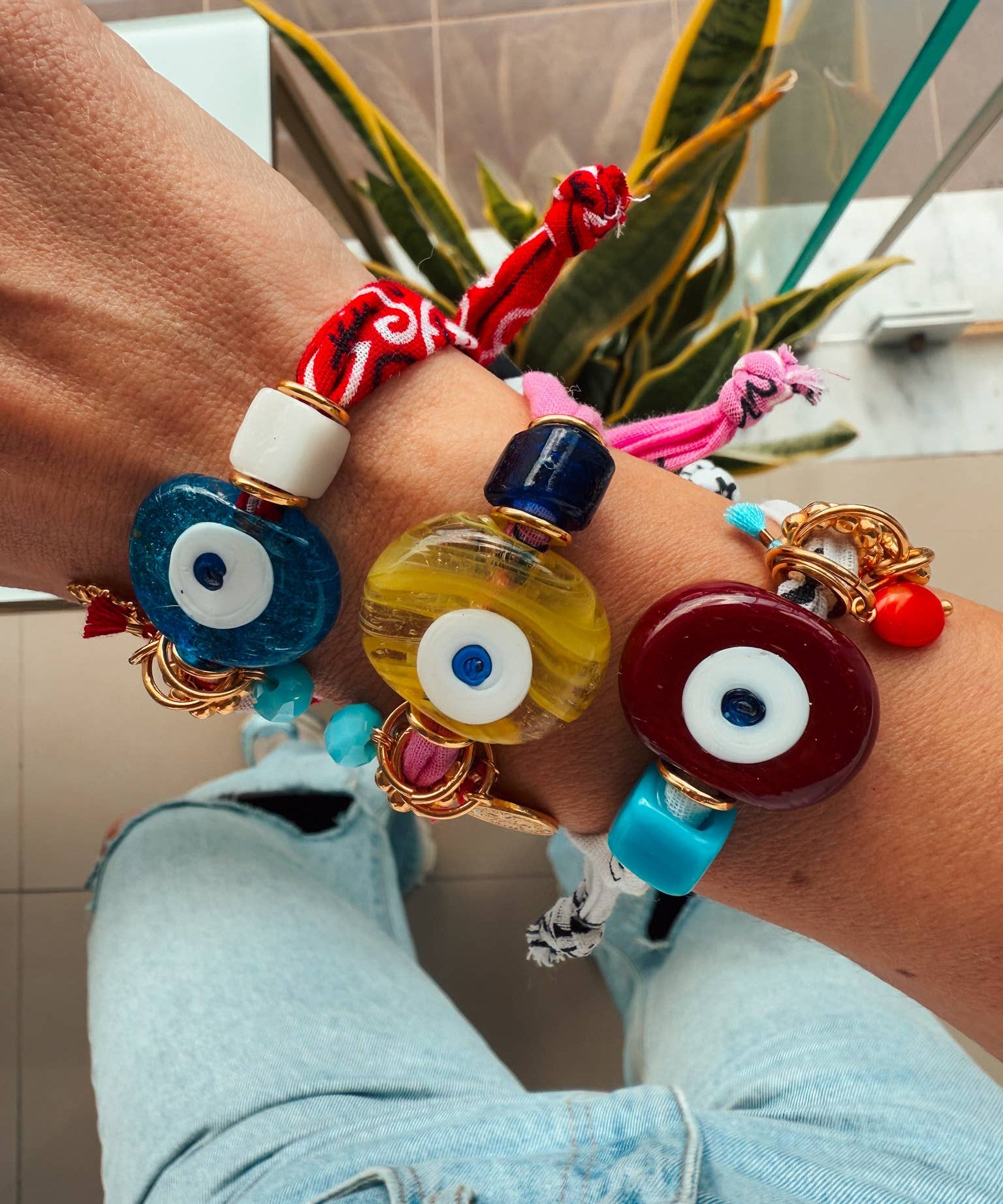 Goupi Aegean Blue Evil Eye Bandana Bracelet – view 2