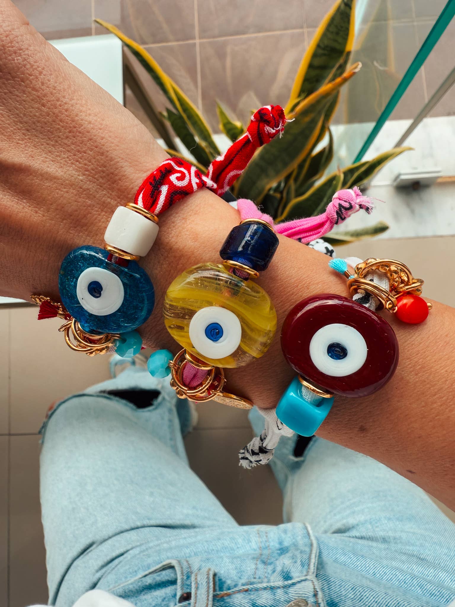 Goupi Aegean Blue Evil Eye Bandana Bracelet – view 2