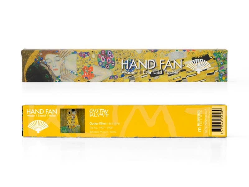 Gustav Klimt Hand Fan – The Kiss — bamboo folding fan with printed fabric, view 4