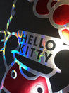 Hello Kitty Iconic Holographic Art Print On Black Paper Close Up