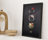 Hello Kitty Three Faces Art Frame White and Gold On Black Paper By Arteonn
