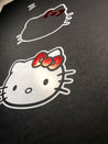 Hello Kitty Three Faces Portrait Iconic Art Print On Black Paper Close Up