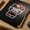 Hello Kitty Portrait Iconic Art Print White Signboard On Wooden Table