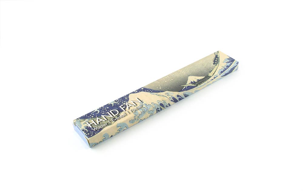 Hokusai Hand Fan – The Great Wave — bamboo folding fan with printed fabric, view 2