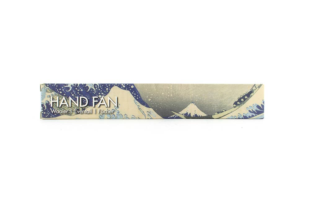 Hokusai Hand Fan – The Great Wave — bamboo folding fan with printed fabric, view 3