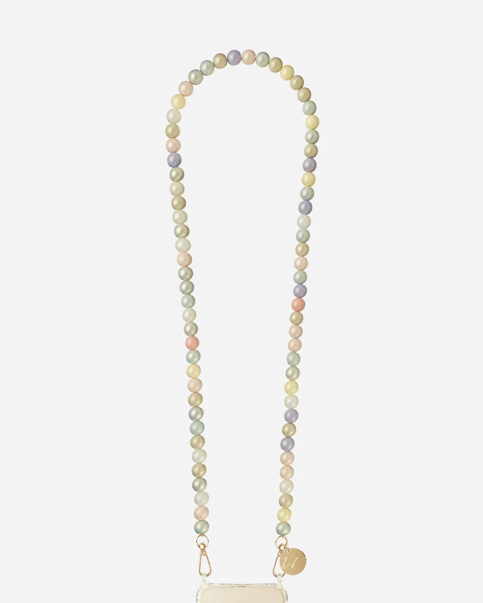 Ilana Iridescent Beaded Phone Chain Pastel shimmering beaded smartphone accessory