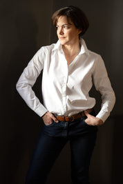Timeless classic white women's shirt, perfect for any outfit.